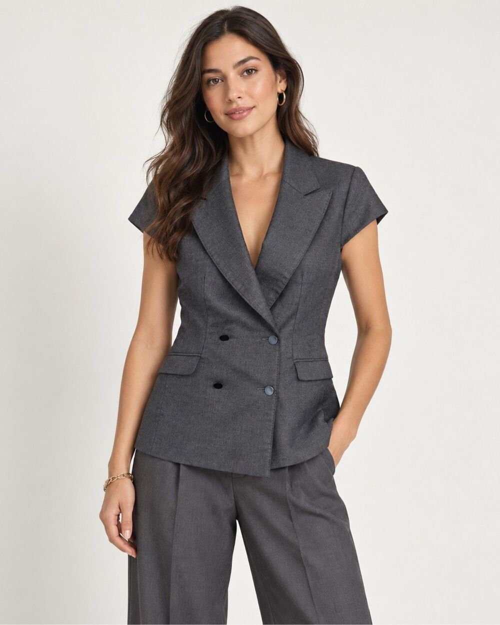 RAG & BONE vest double breasted wool blend